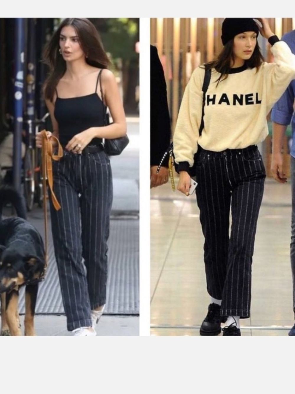 Reformation Black Pinstripe Straight Leg Pants